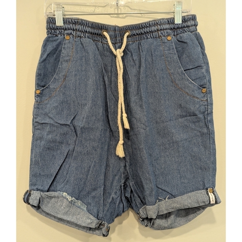 NWT Anthropologie X One Super Trackie Denim Shorts Size XS - Picture 1 of 12